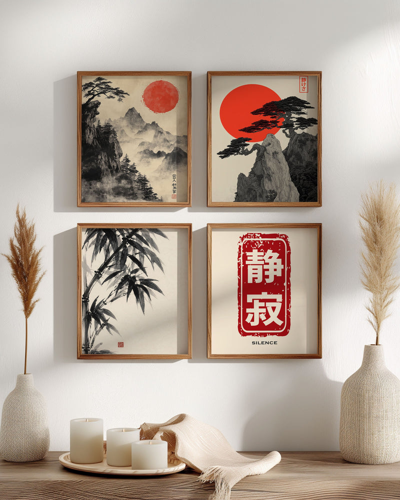 Zen Sumi-e Ink Gallery Wall
