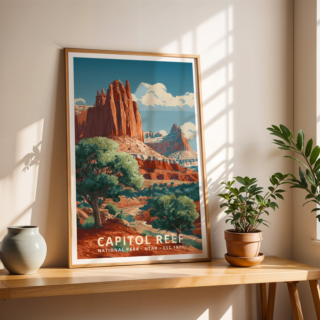 Capitol Reef National Park Retro Art Print