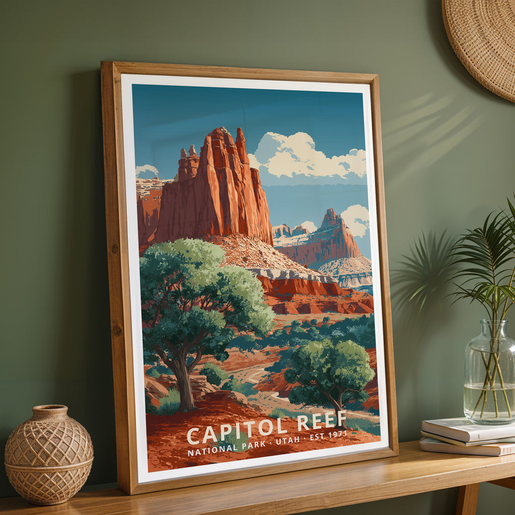 Capitol Reef National Park Retro Art Print