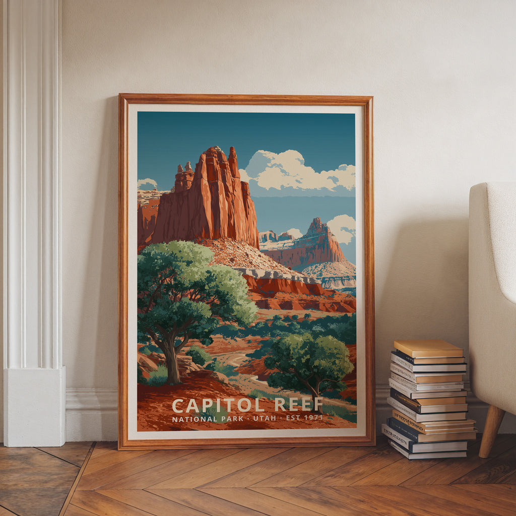 Capitol Reef National Park Retro Art Print