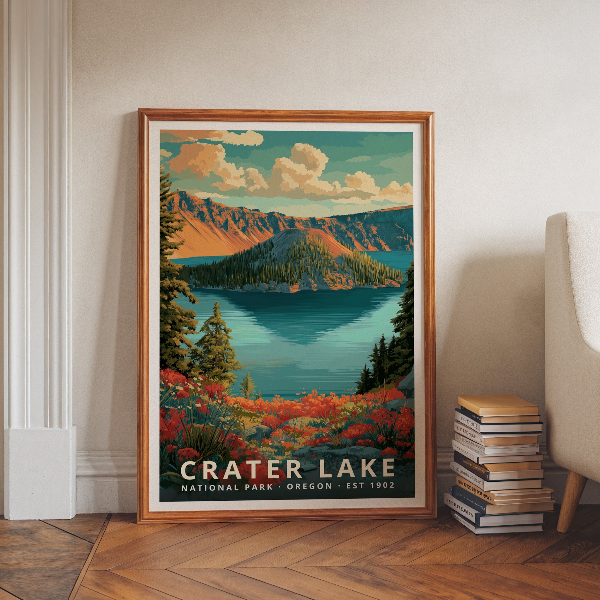 Crater Lake National Park Retro Art Print