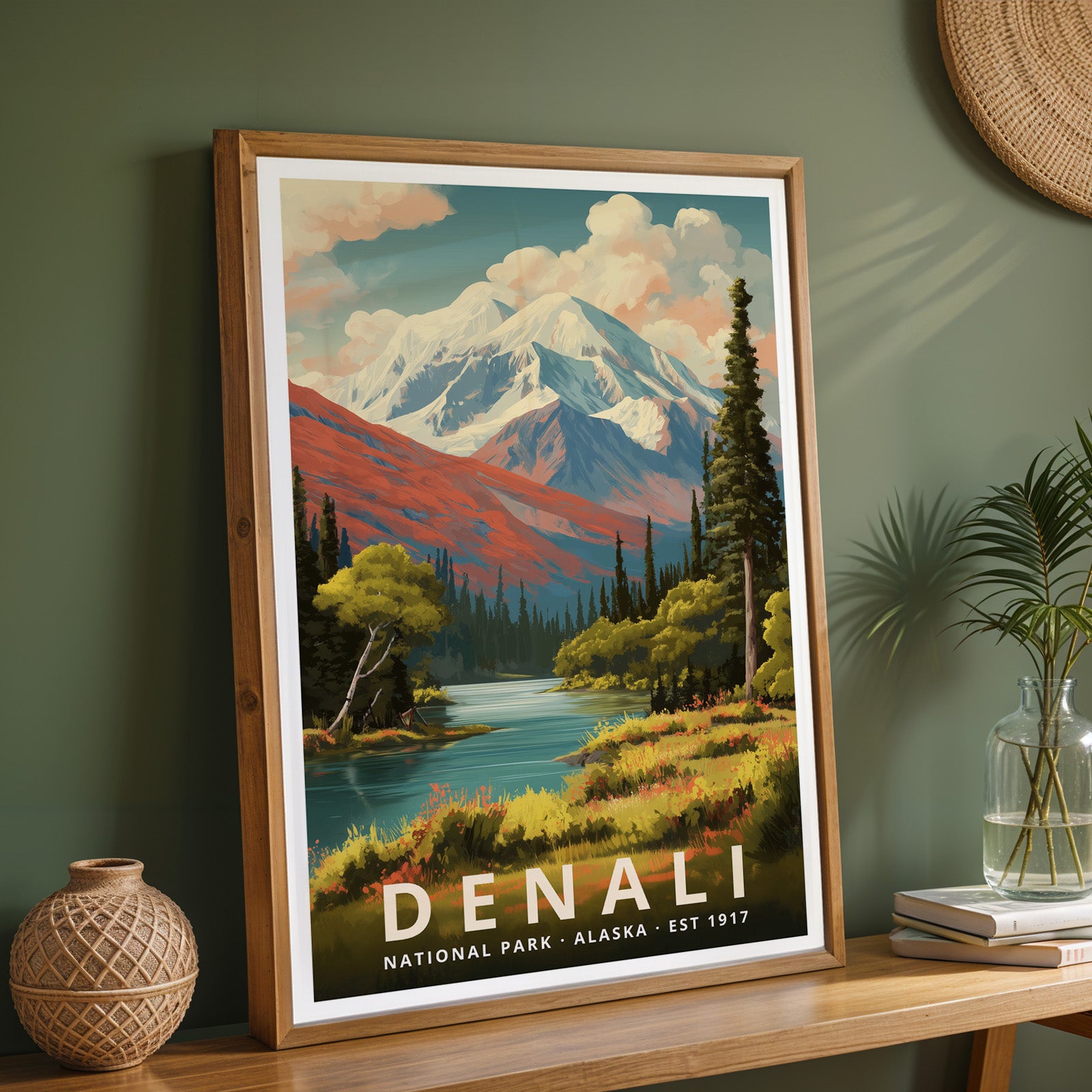 Denali National Park Retro Art Print