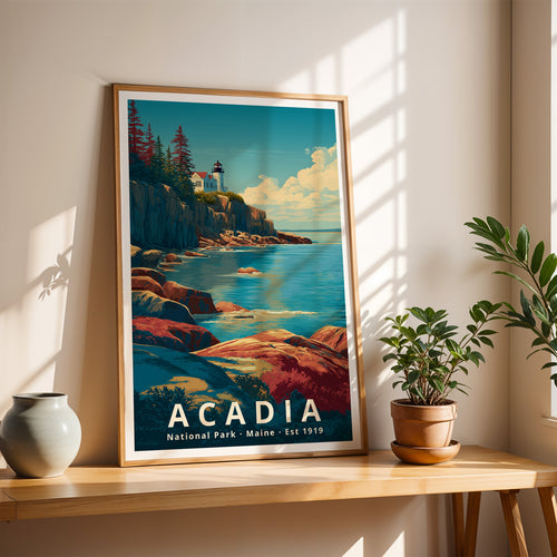 Acadia National Park Retro Art Print