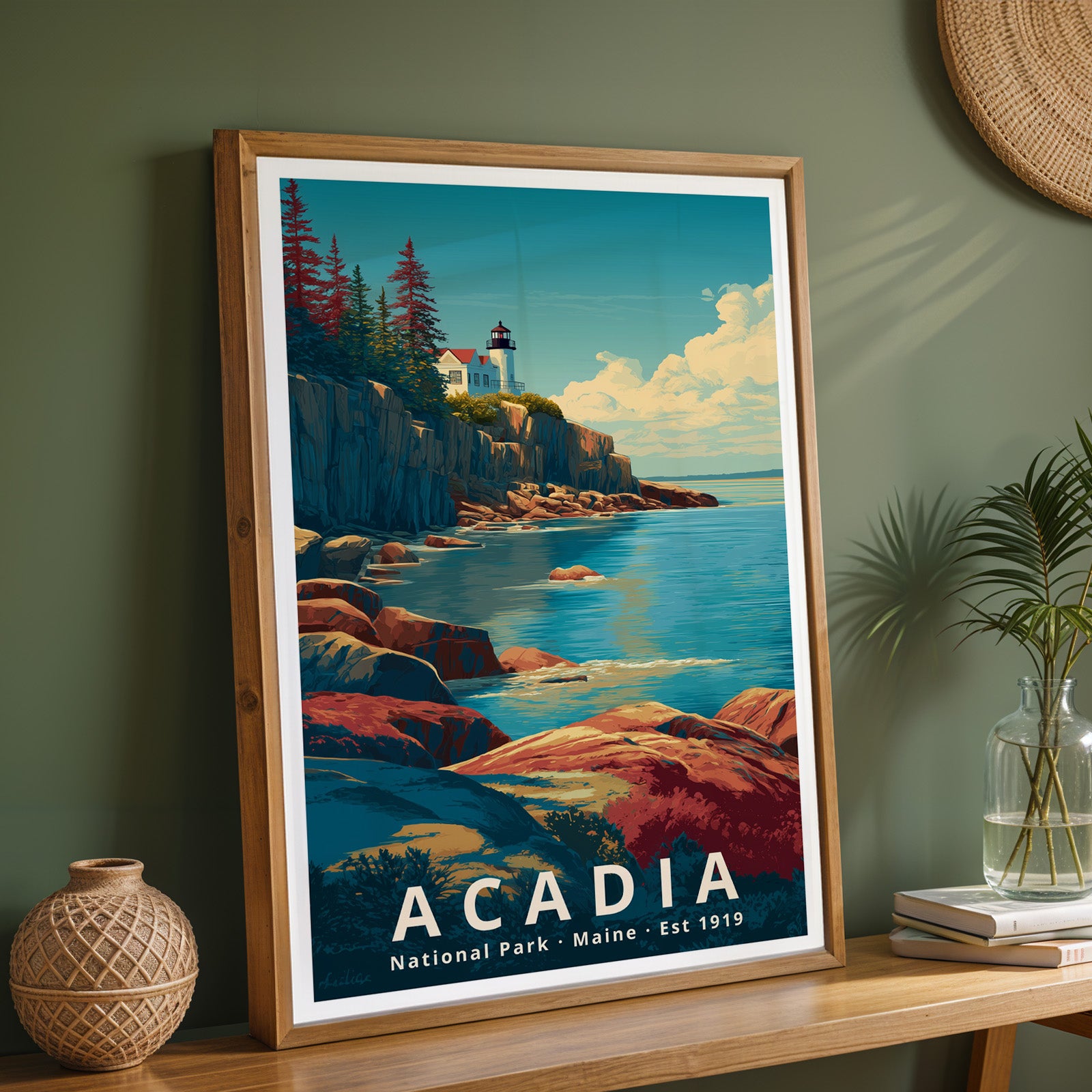 Acadia National Park Retro Art Print