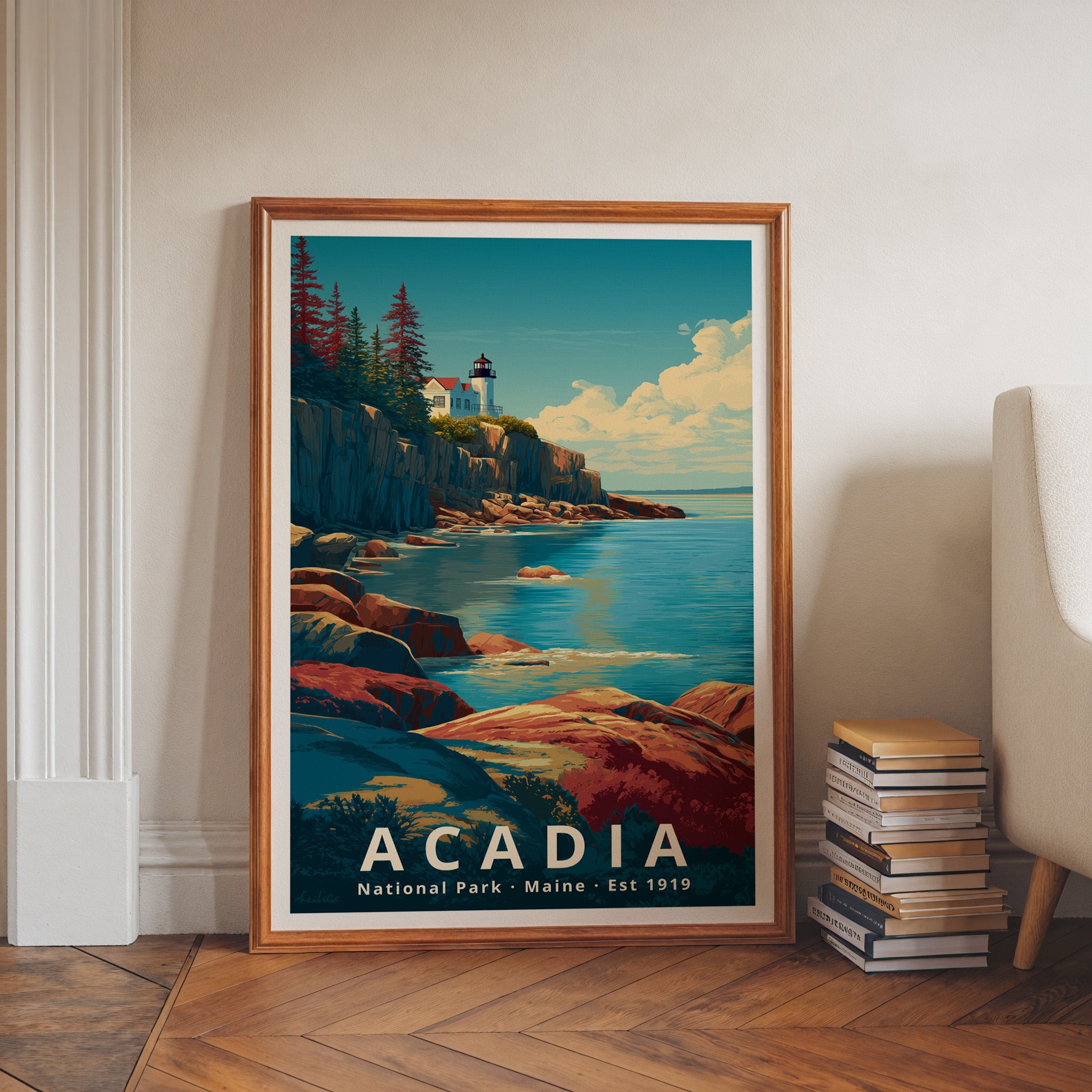 Acadia National Park Retro Art Print