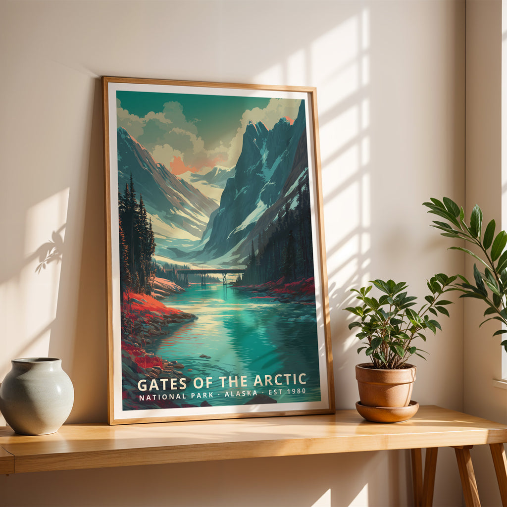Gates of the Arctic National Park Retro Art Print