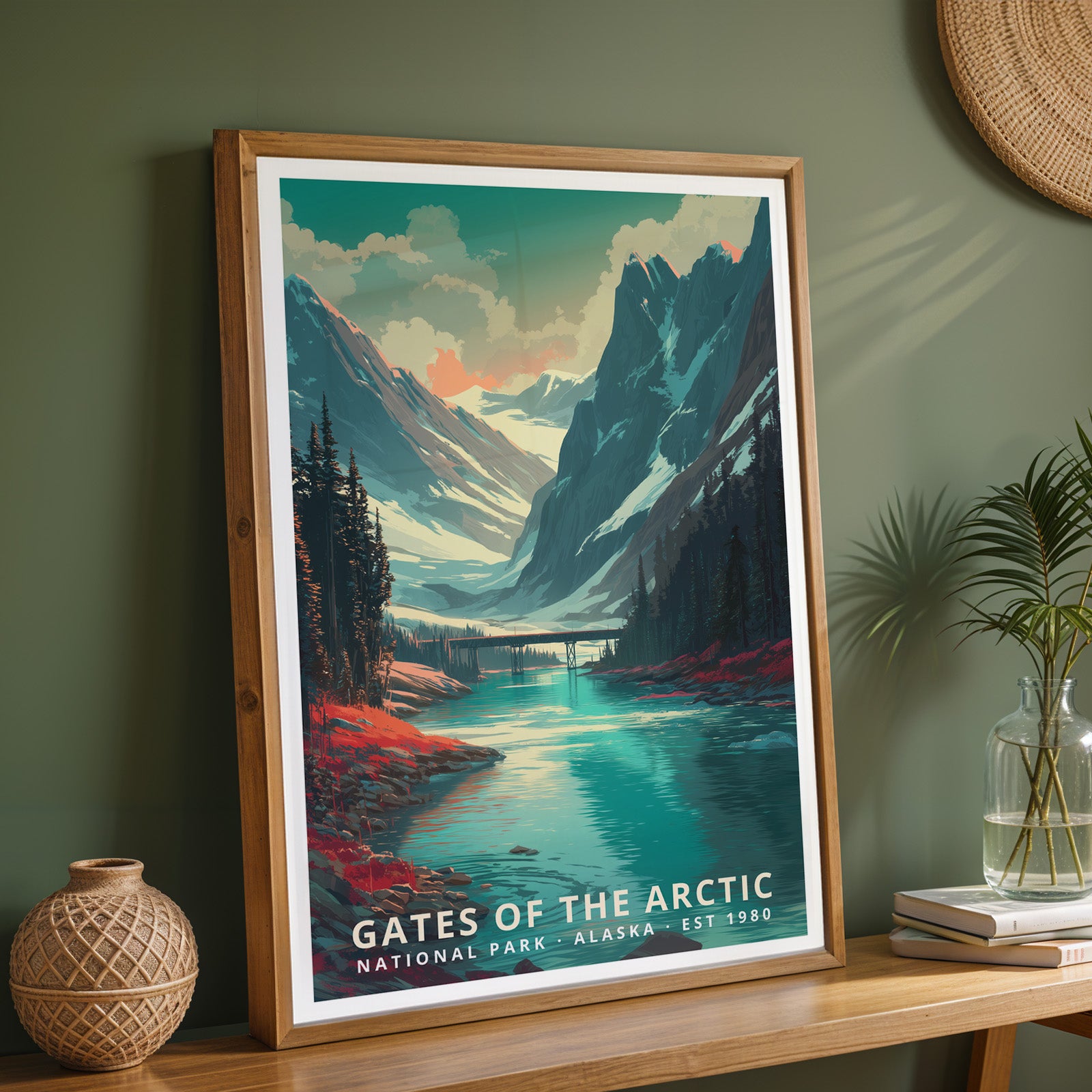 Gates of the Arctic National Park Retro Art Print