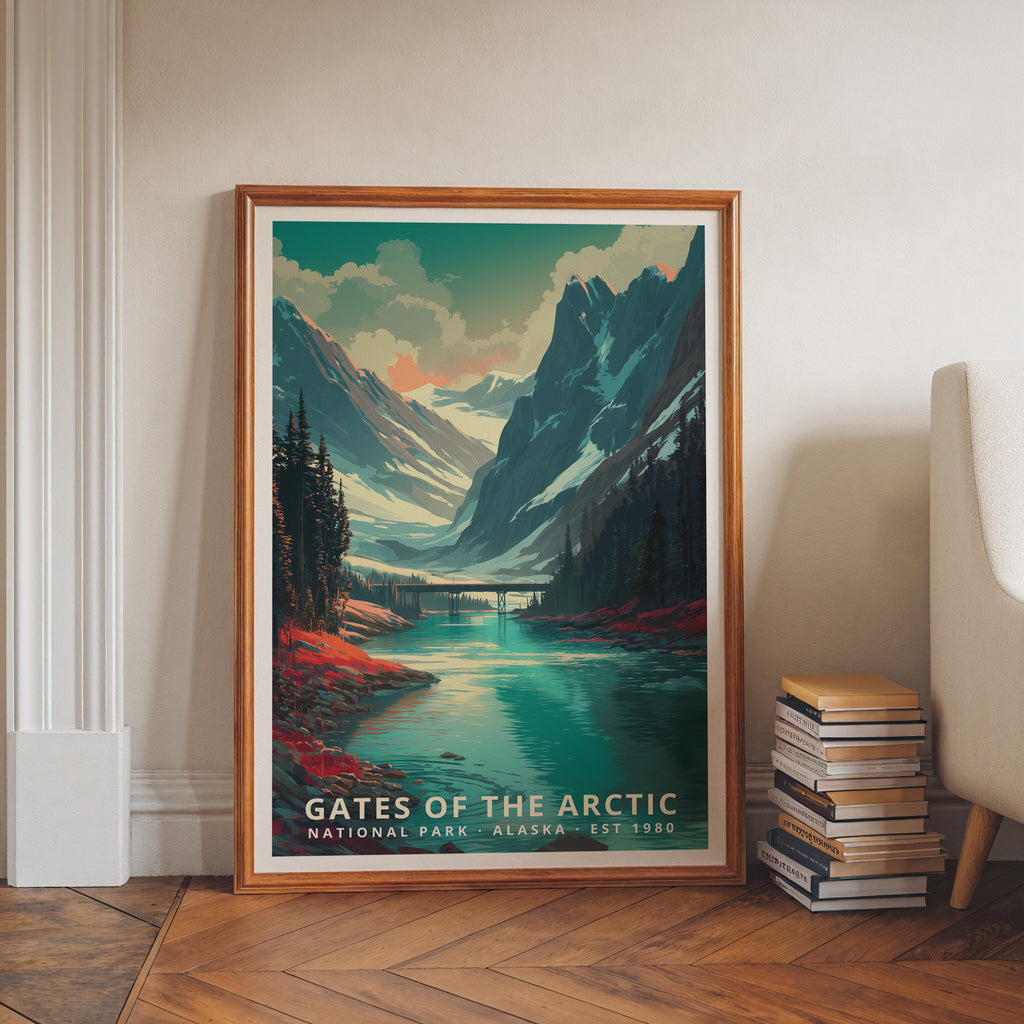 Gates of the Arctic National Park Retro Art Print