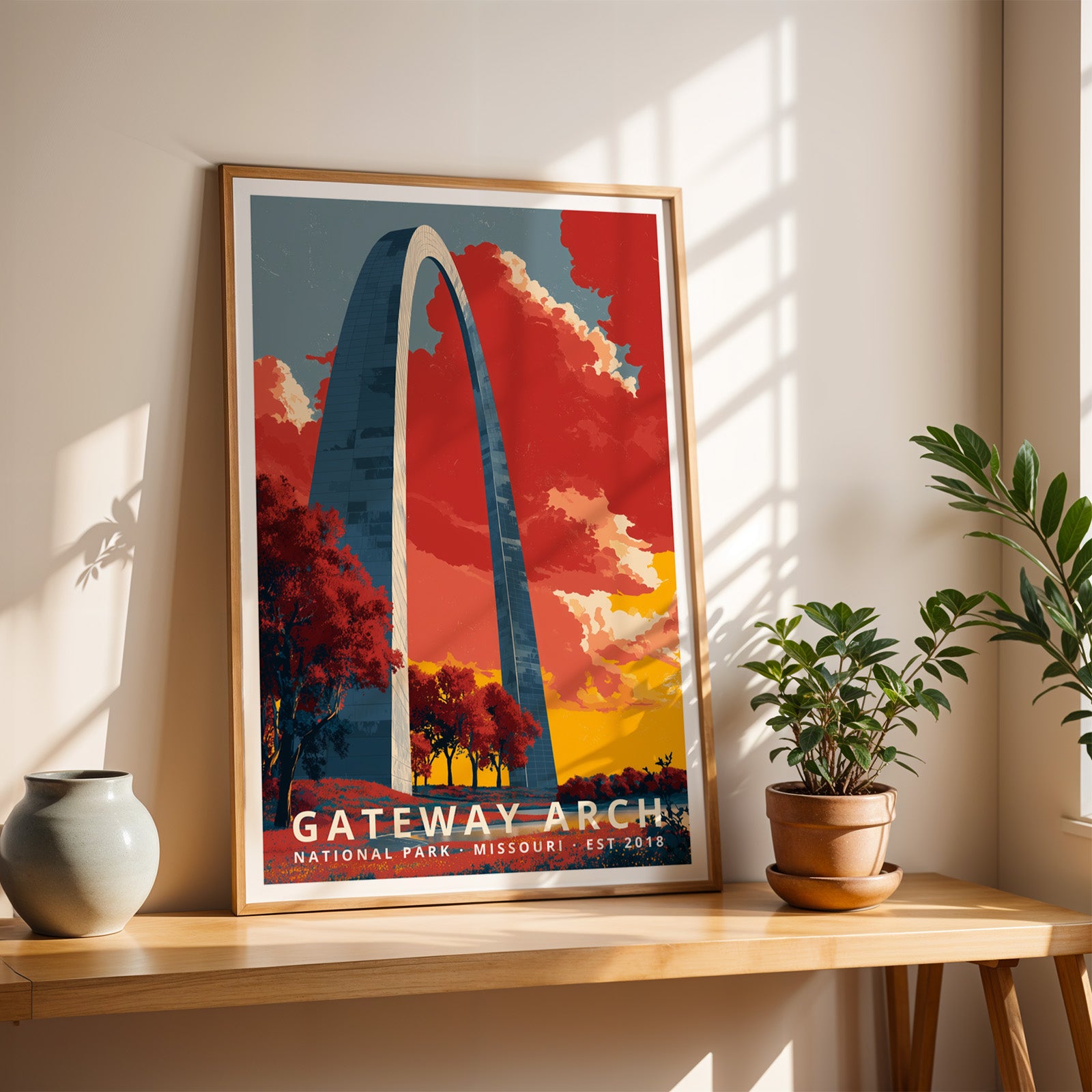 Gateway Arch National Park Retro Art Print