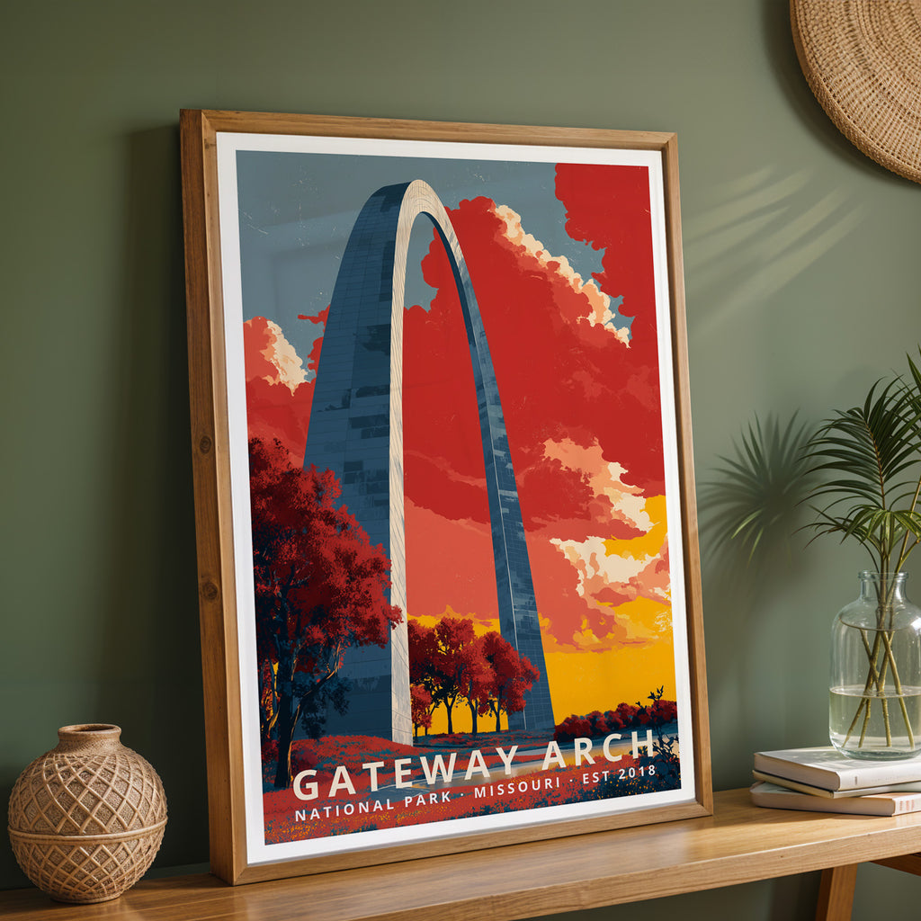 Gateway Arch National Park Retro Art Print