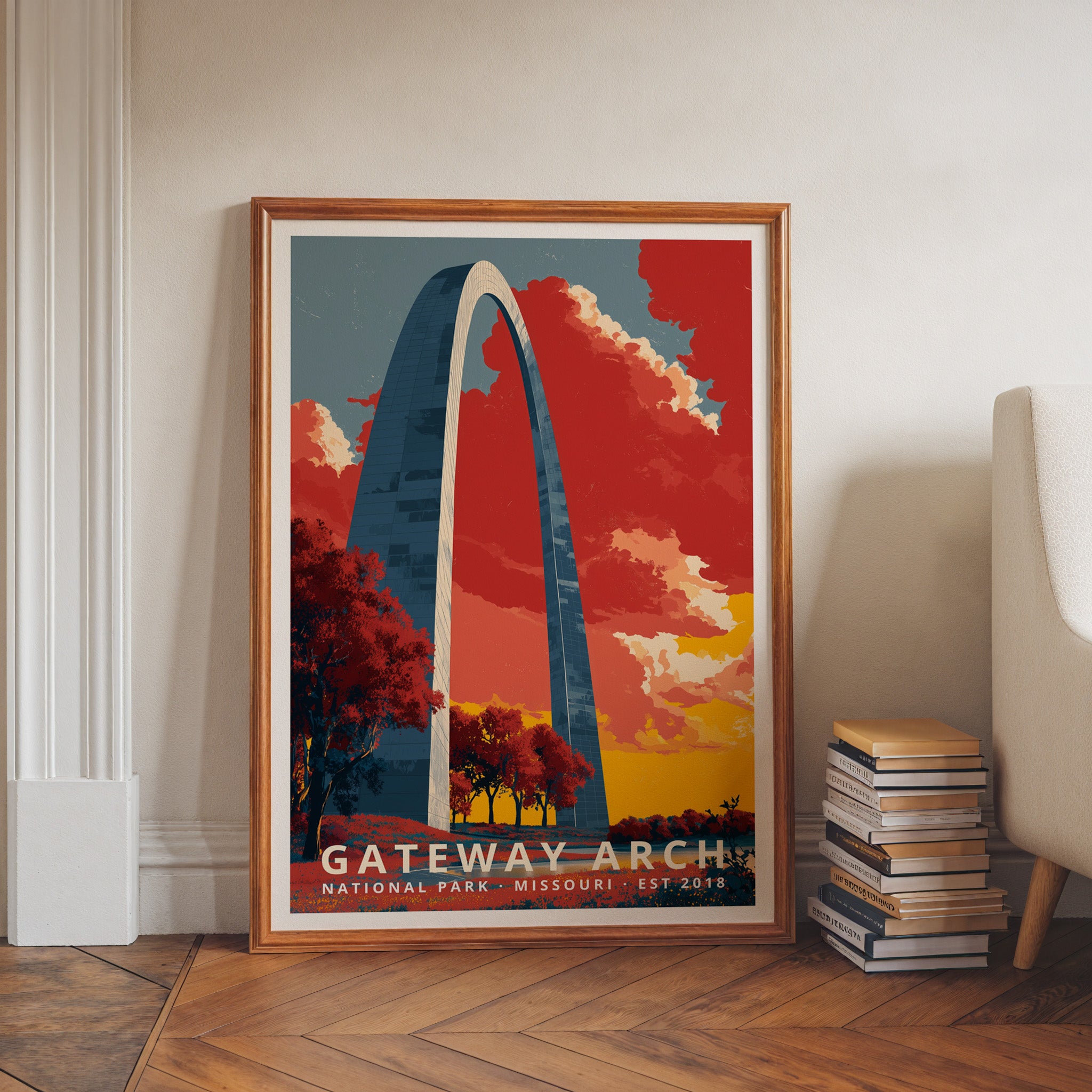 Gateway Arch National Park Retro Art Print