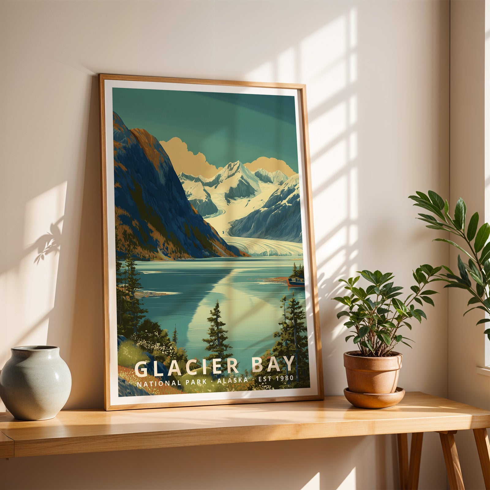 Glacier Bay National Park Retro Art Print