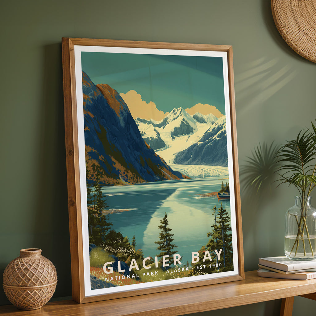 Glacier Bay National Park Retro Art Print