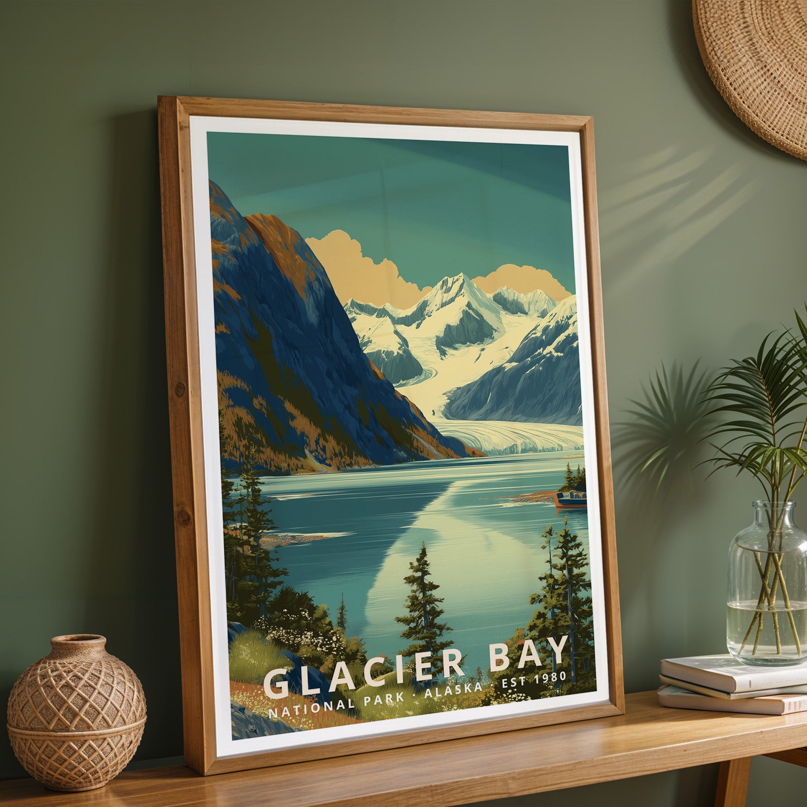 Glacier Bay National Park Retro Art Print