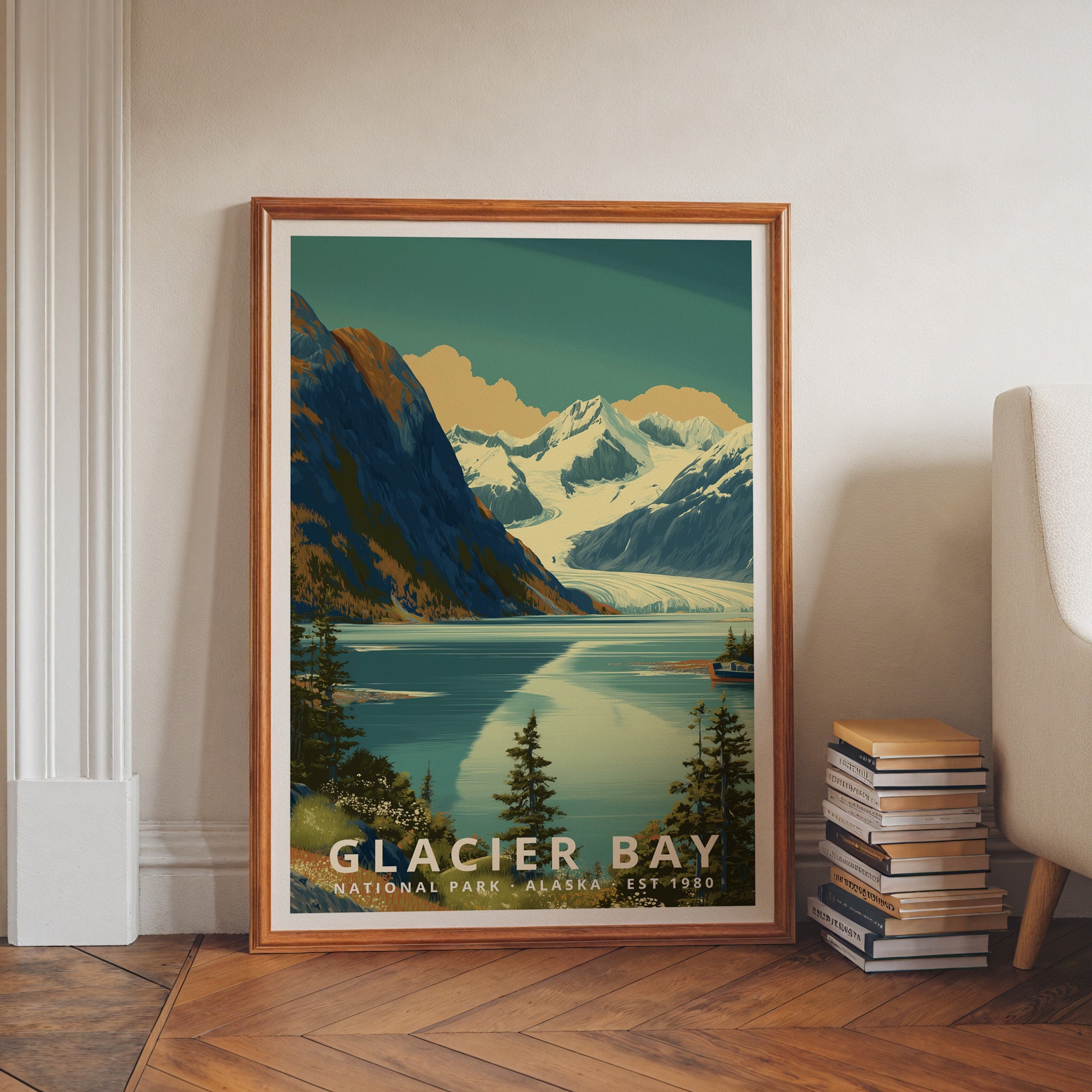 Glacier Bay National Park Retro Art Print