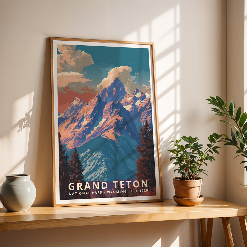 Grand Teton National Park Retro Art Print