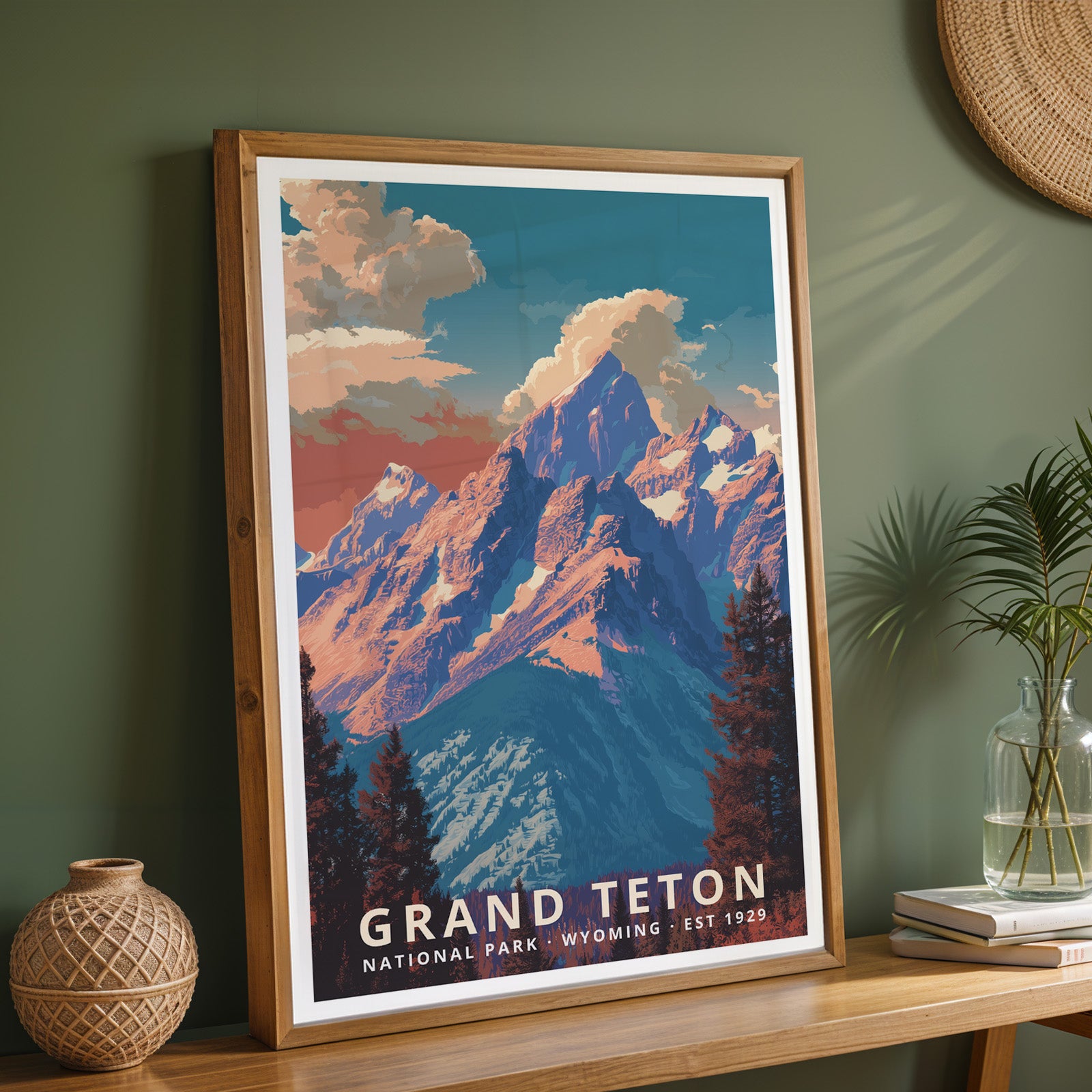 Grand Teton National Park Retro Art Print