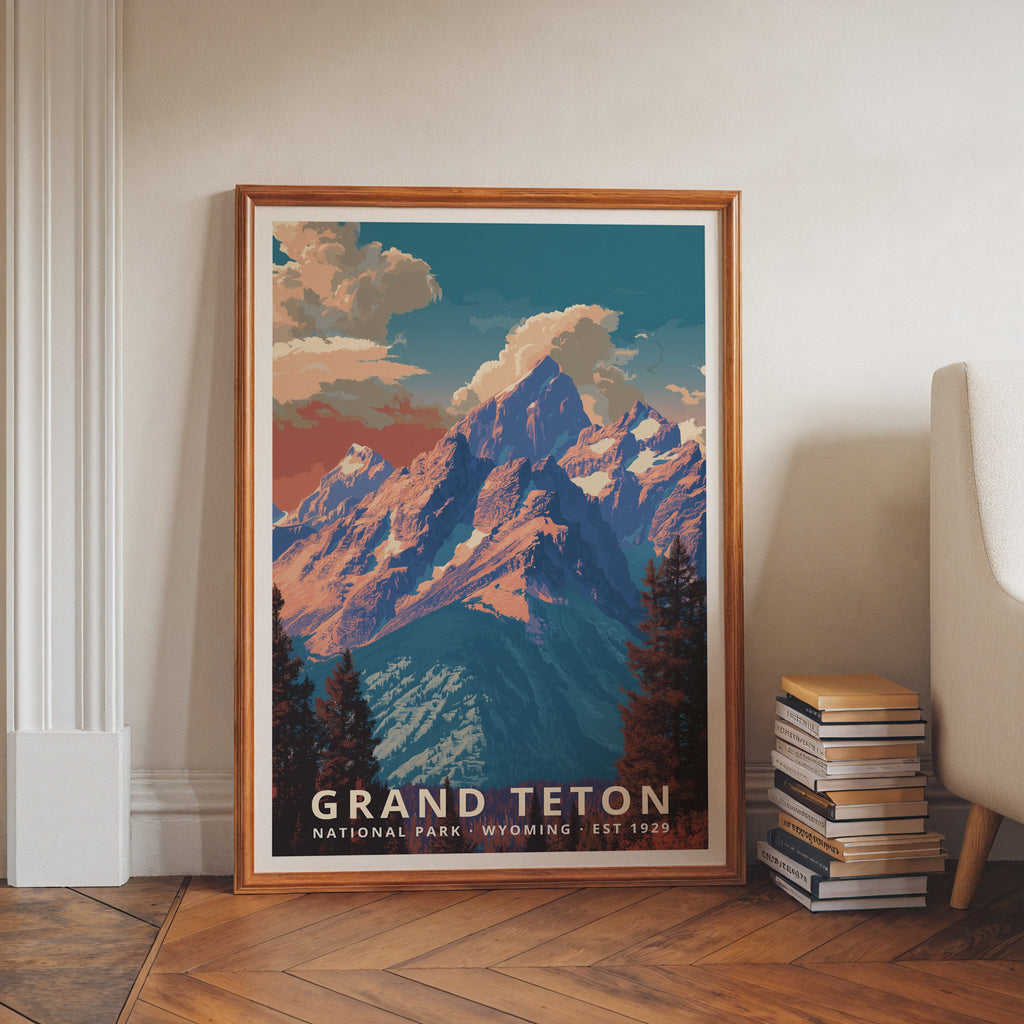 Grand Teton National Park Retro Art Print