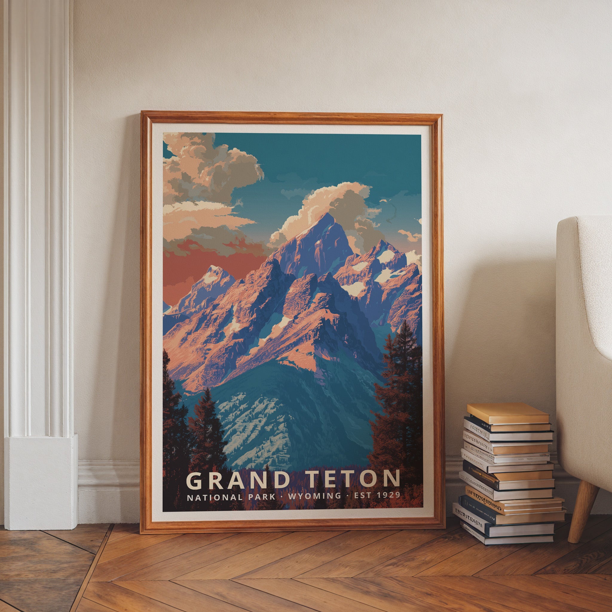 Grand Teton National Park Retro Art Print
