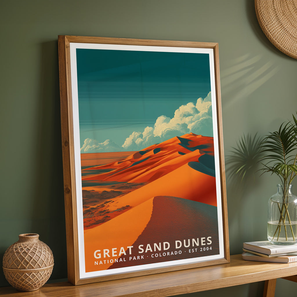 Great Sand Dunes National Park Retro Art Print
