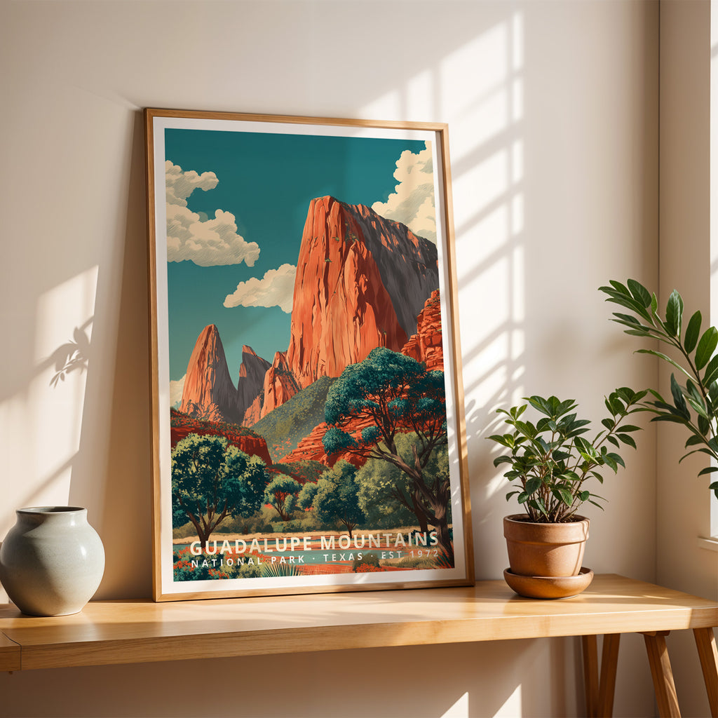 Guadalupe Mountains National Park Retro Art Print