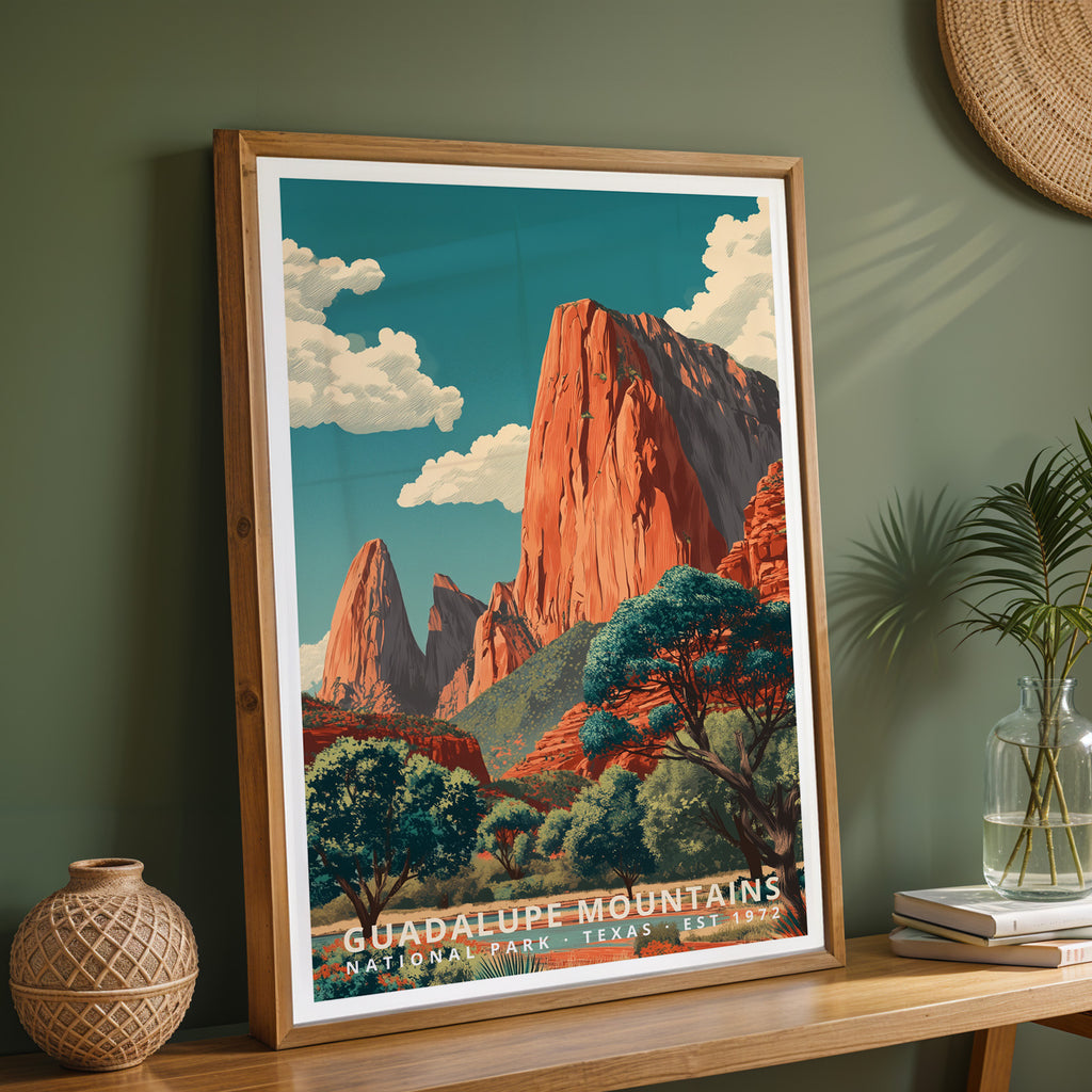Guadalupe Mountains National Park Retro Art Print