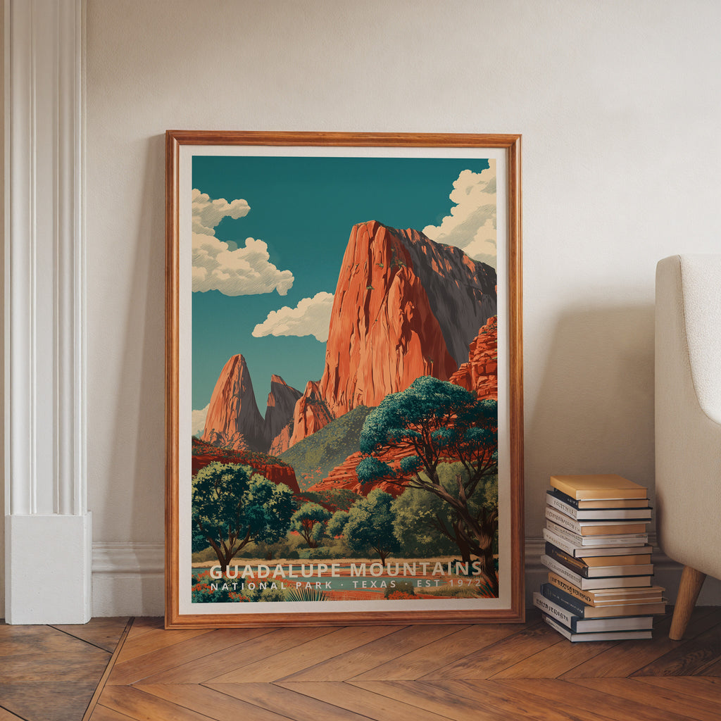 Guadalupe Mountains National Park Retro Art Print