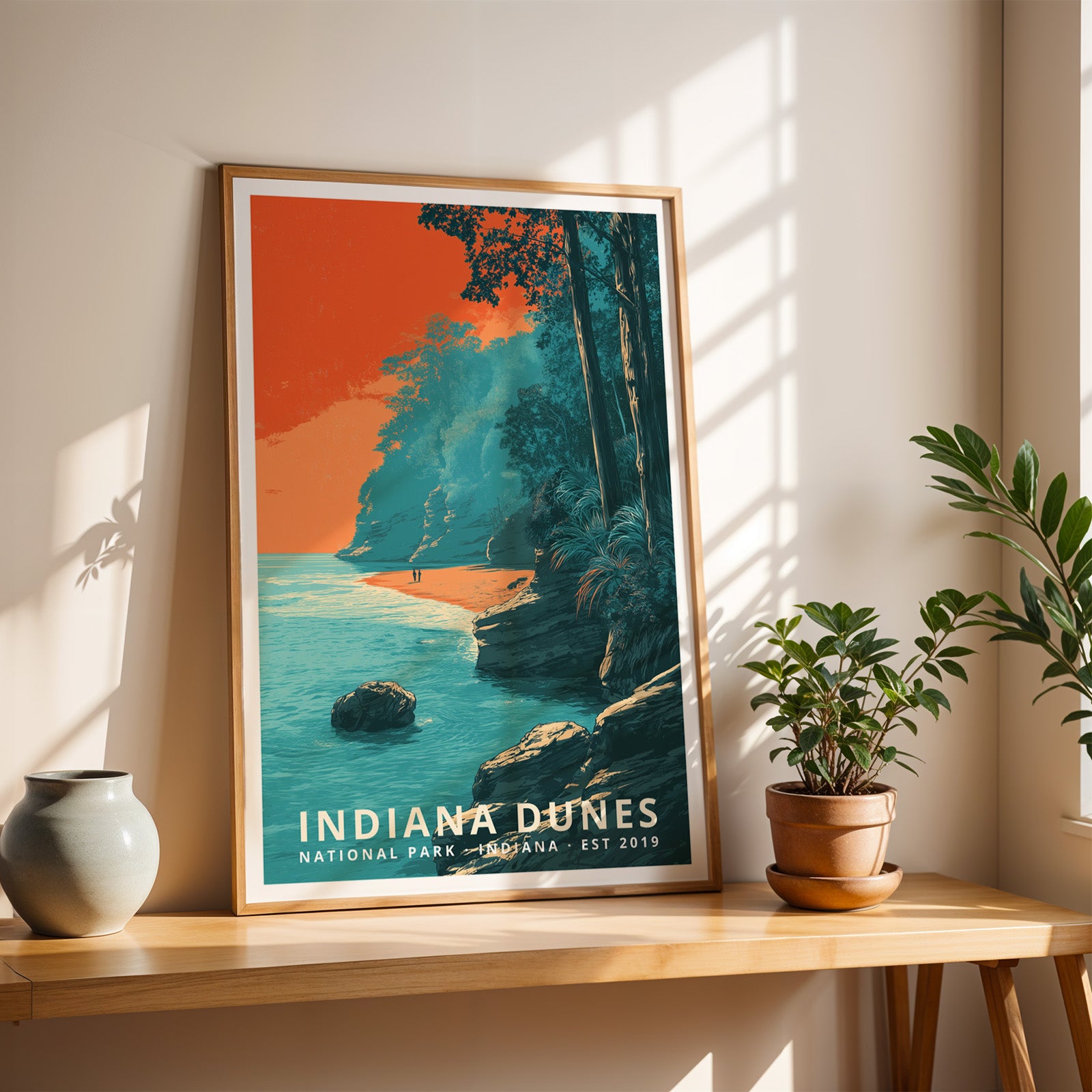 Indiana Dunes National Park Retro Art Print