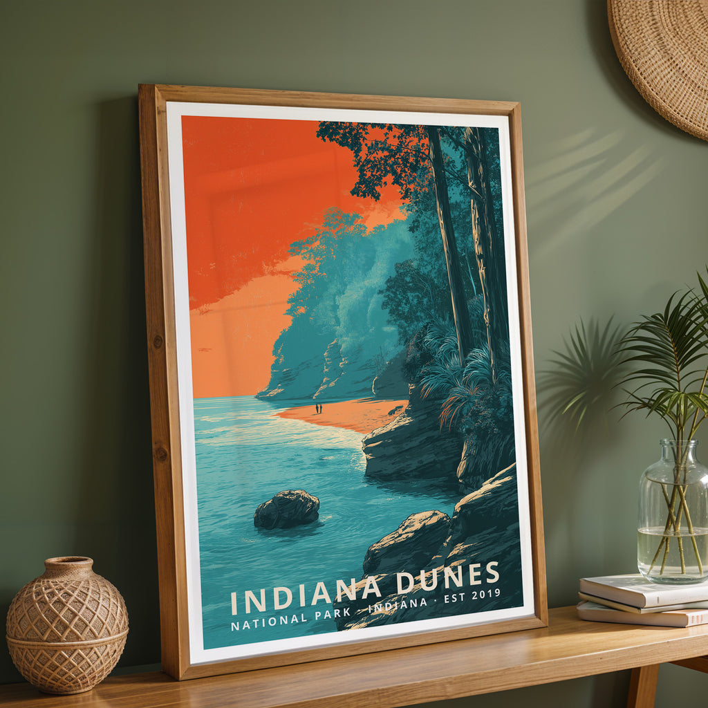 Indiana Dunes National Park Retro Art Print