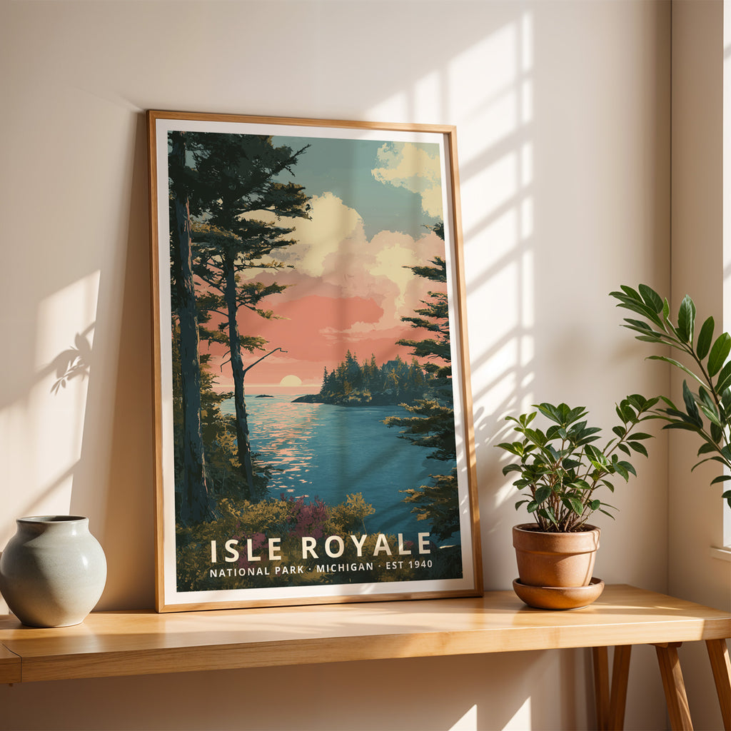 Isle Royale National Park Retro Art Print