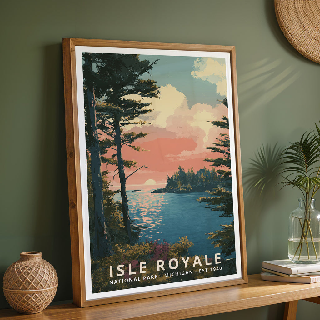 Isle Royale National Park Retro Art Print