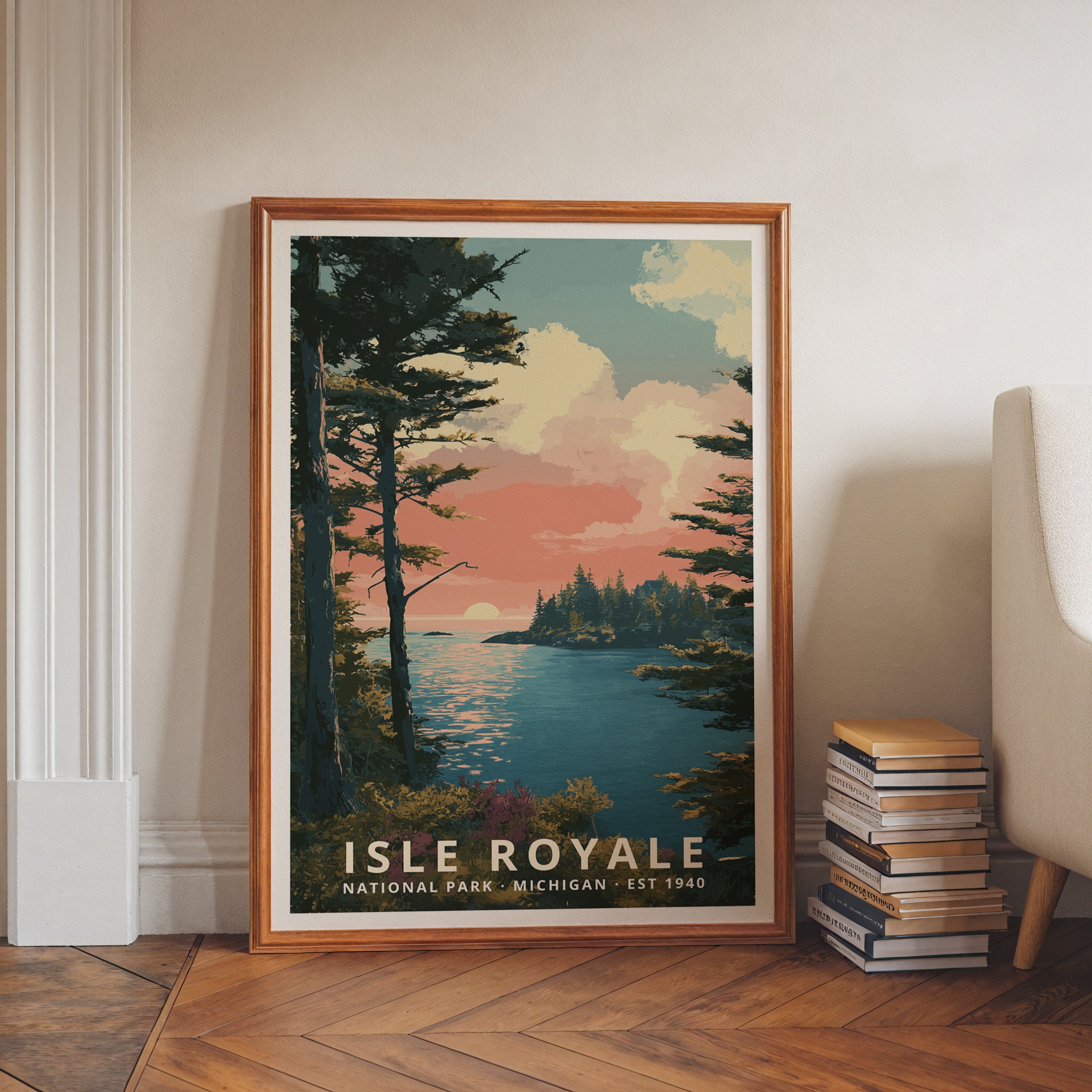Isle Royale National Park Retro Art Print