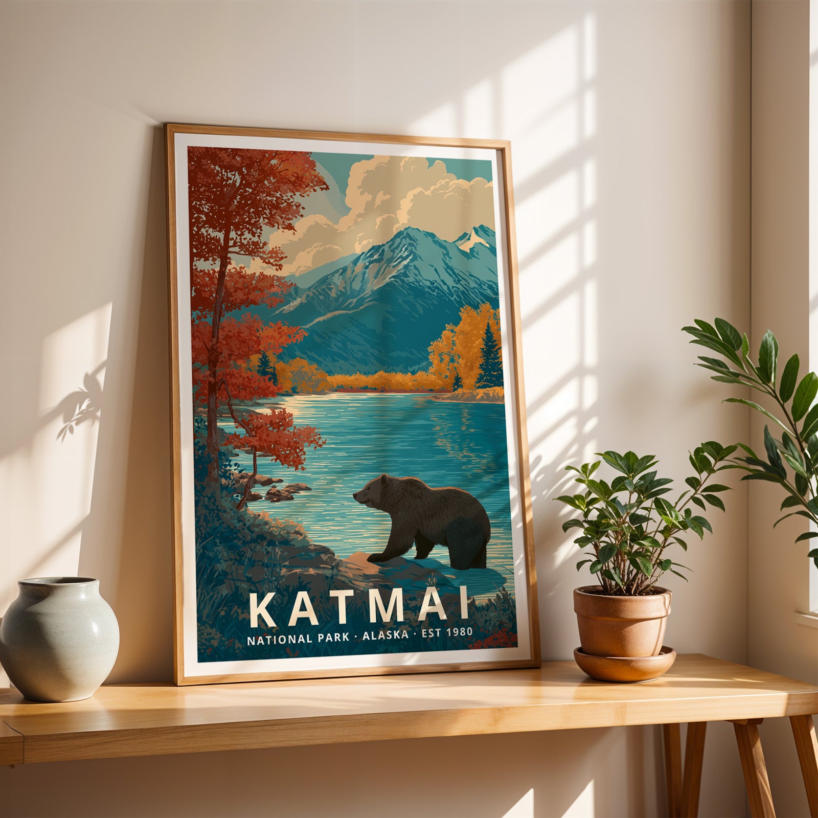 Katmai National Park Retro Art Print
