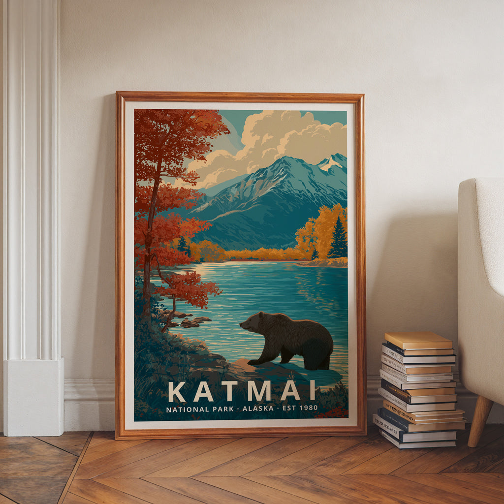 Katmai National Park Retro Art Print