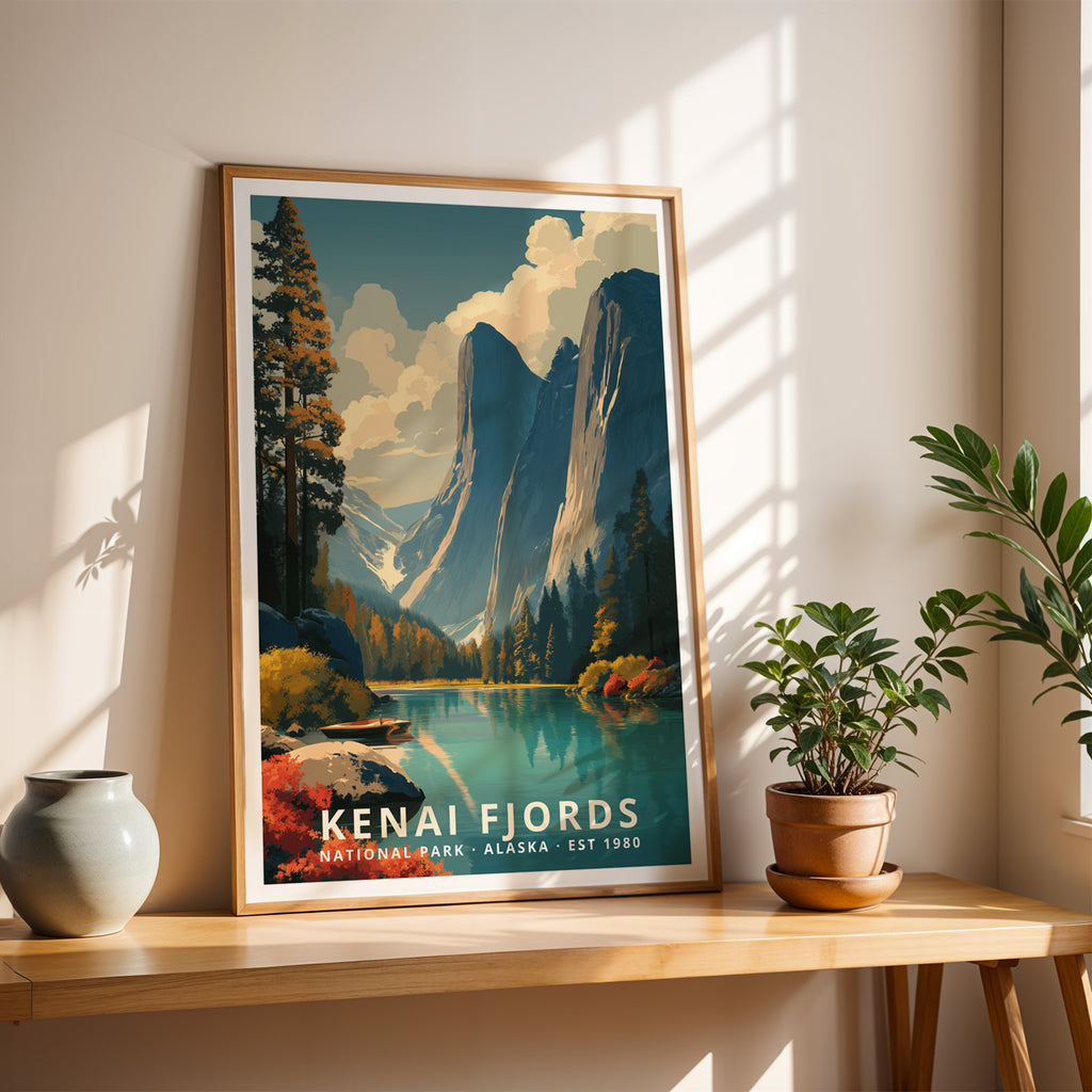 Kenai Fjords National Park Retro Art Print