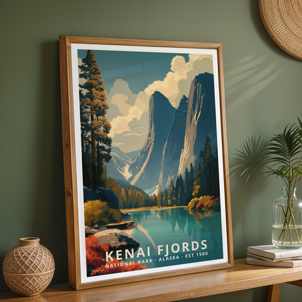 Kenai Fjords National Park Retro Art Print