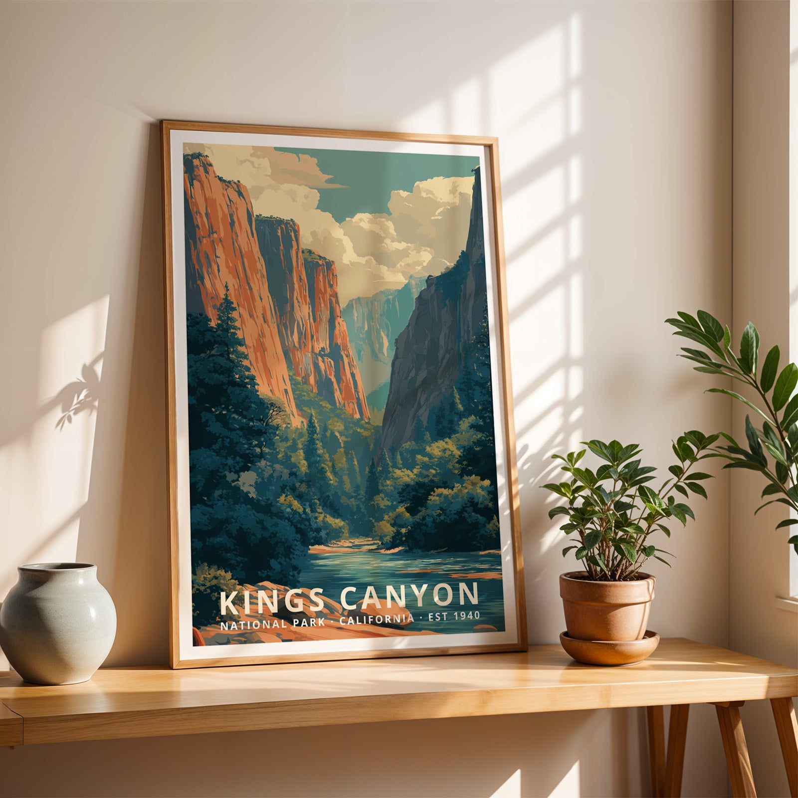 Kings Canyon National Park Retro Art Print