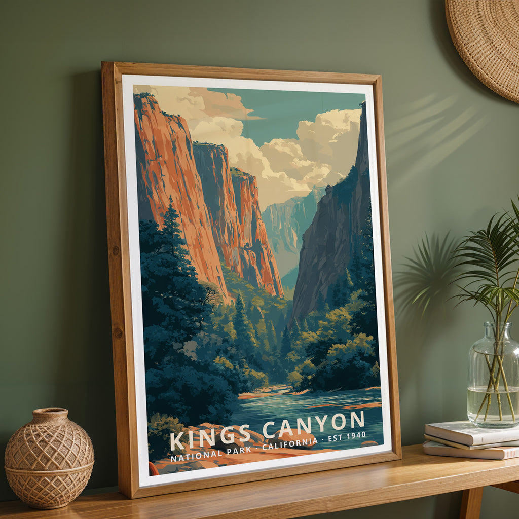 Kings Canyon National Park Retro Art Print