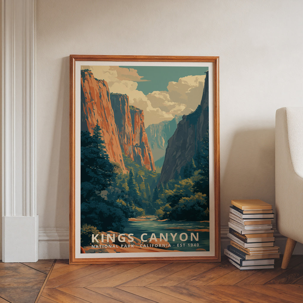 Kings Canyon National Park Retro Art Print