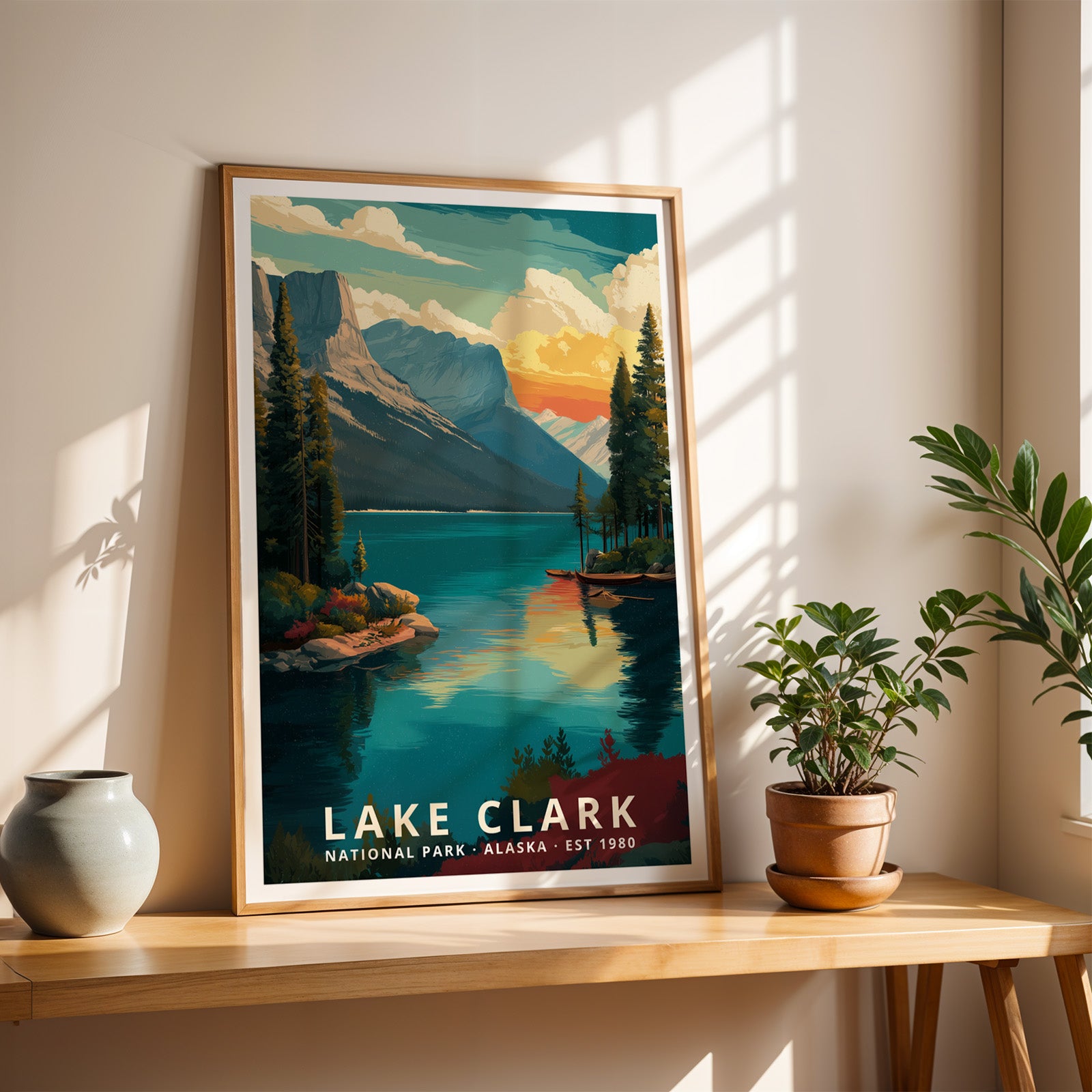 Lake Clark National Park Retro Art Print