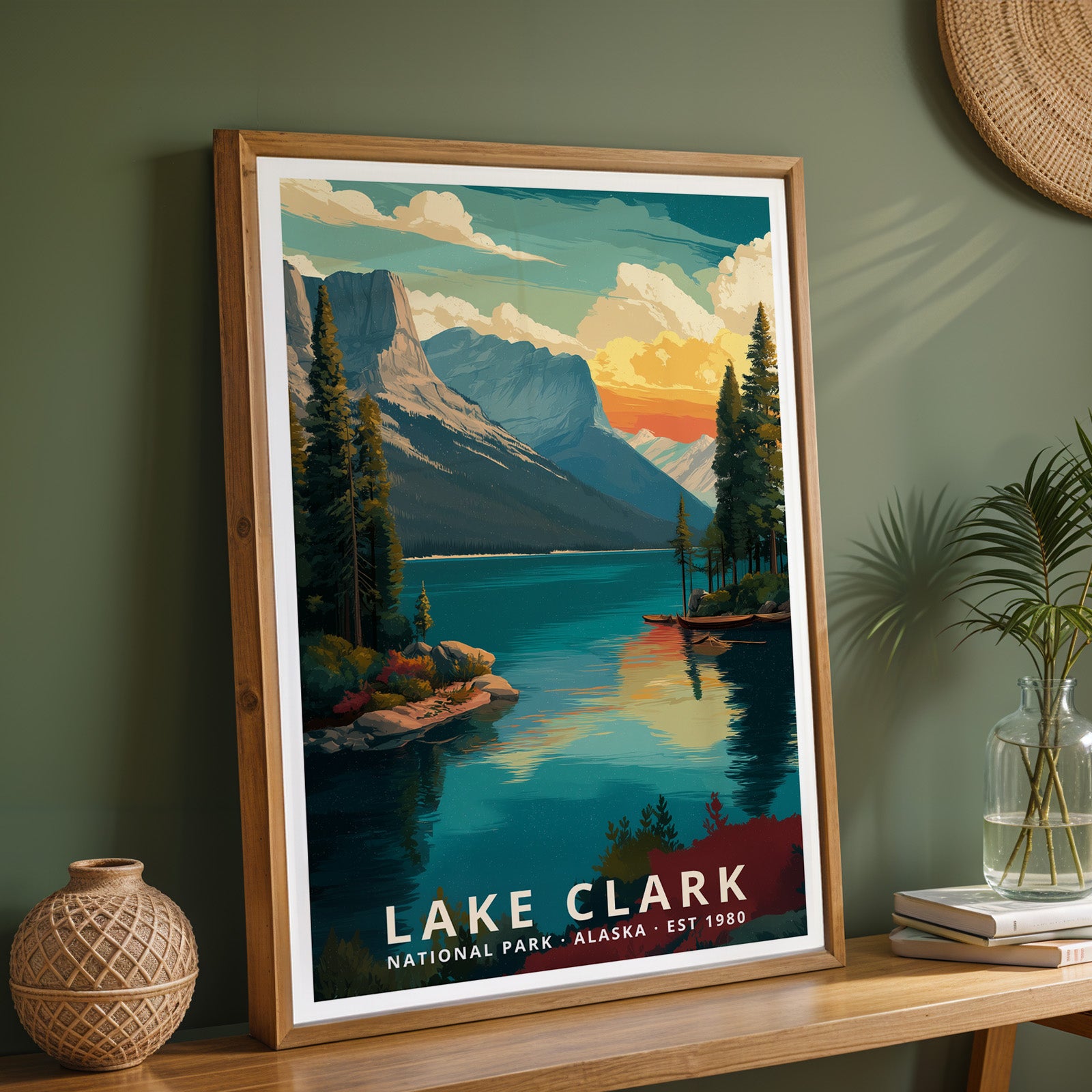 Lake Clark National Park Retro Art Print