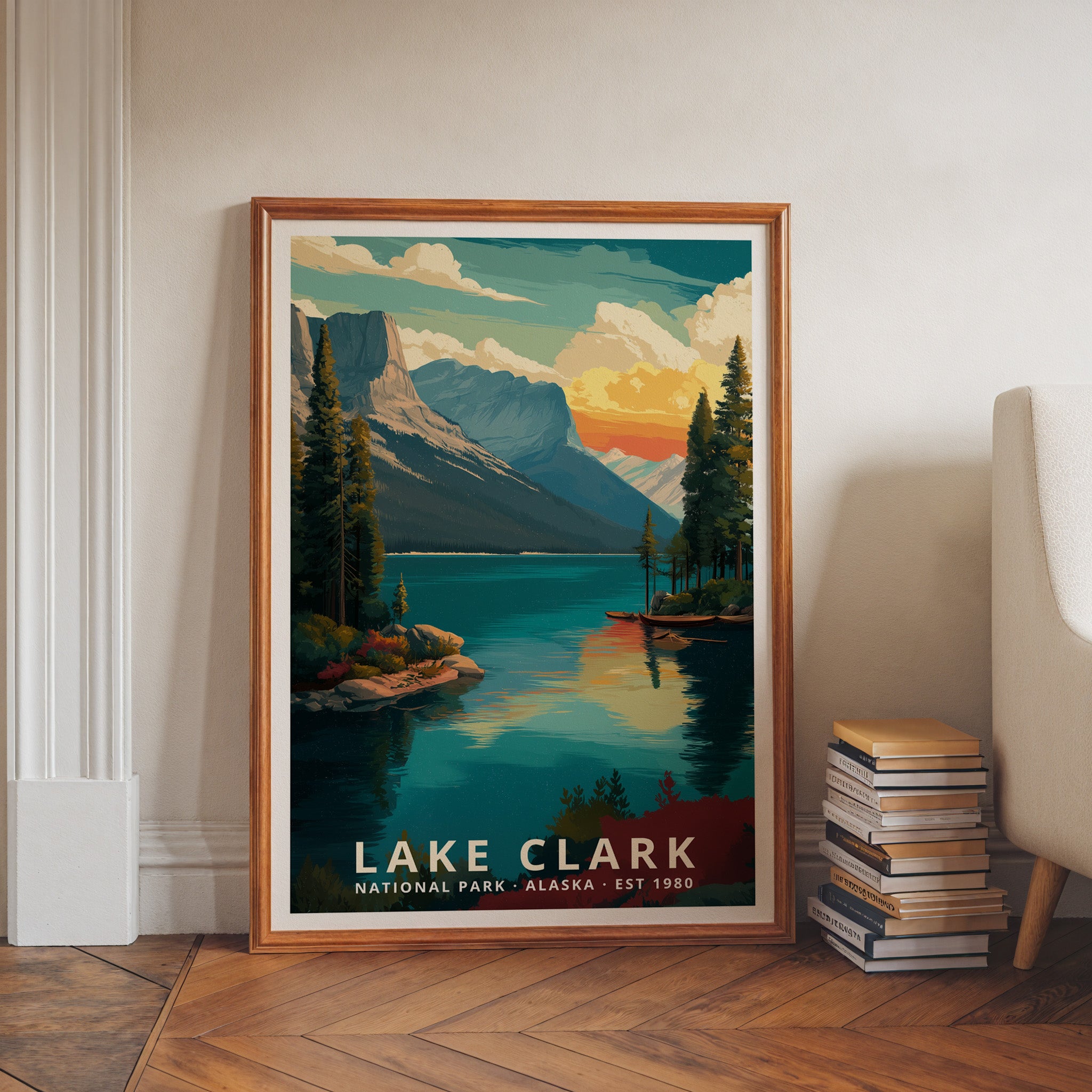 Lake Clark National Park Retro Art Print