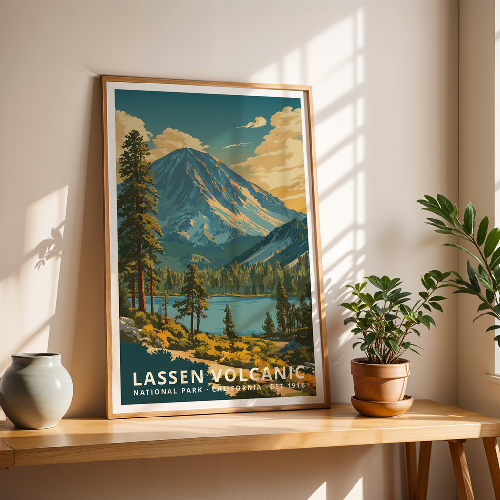 Lassen Volcanic National Park Retro Art Print
