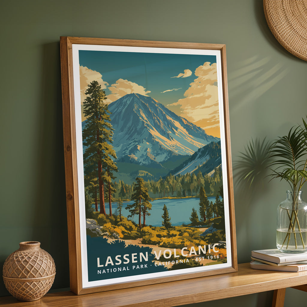 Lassen Volcanic National Park Retro Art Print