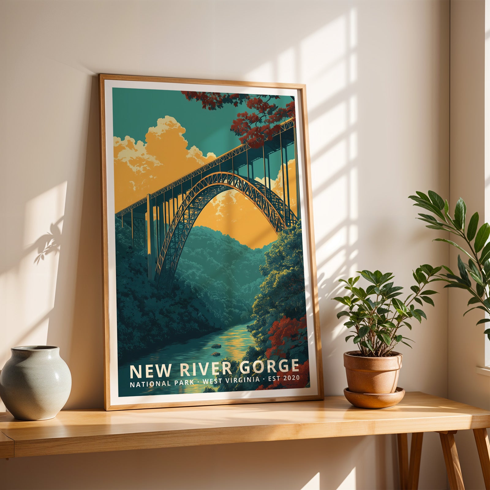 New River Gorge National Park Retro Art Print