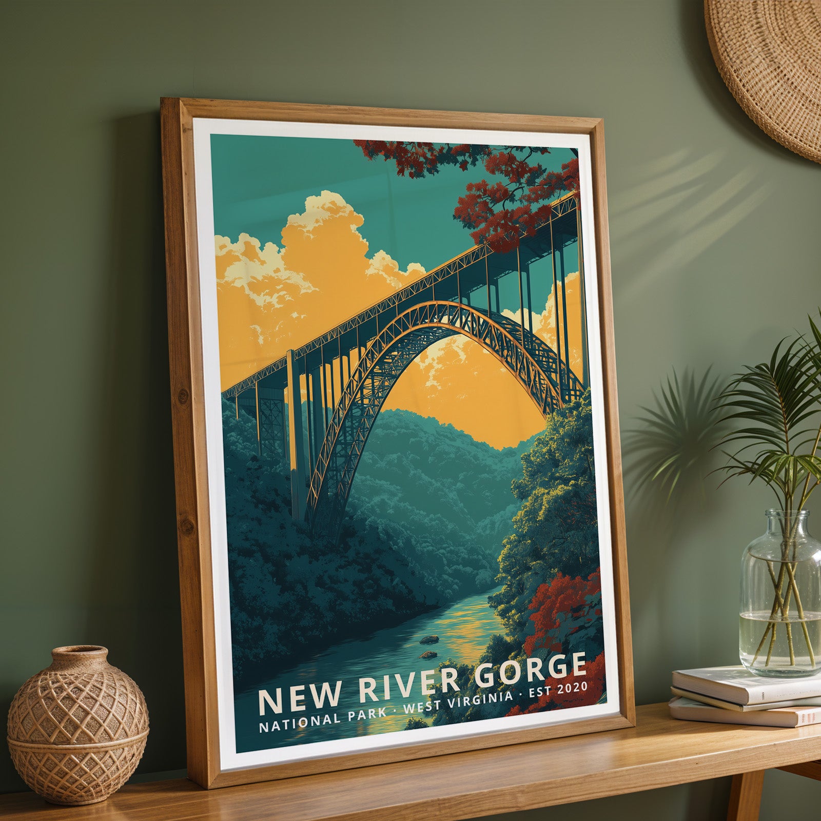 New River Gorge National Park Retro Art Print