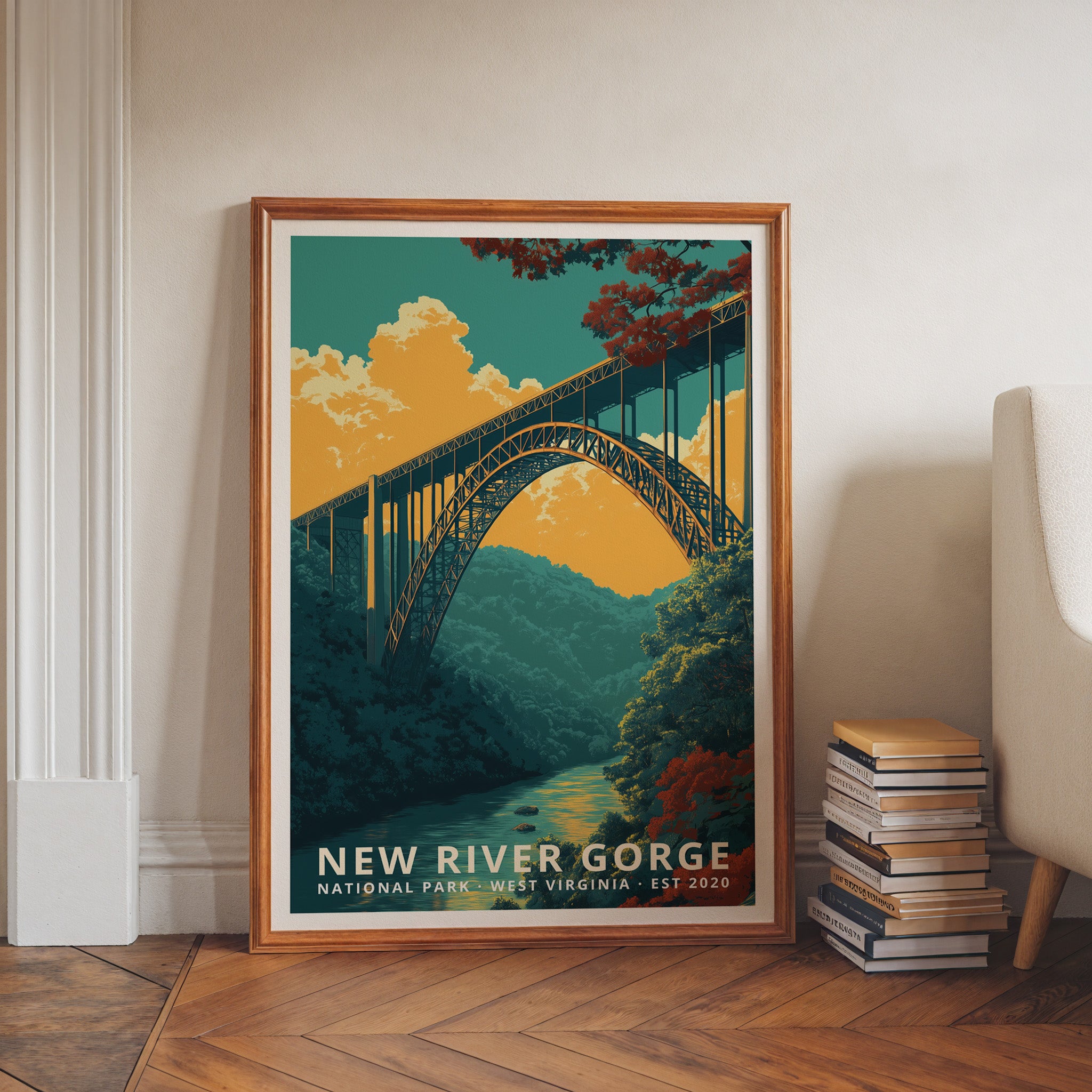 New River Gorge National Park Retro Art Print