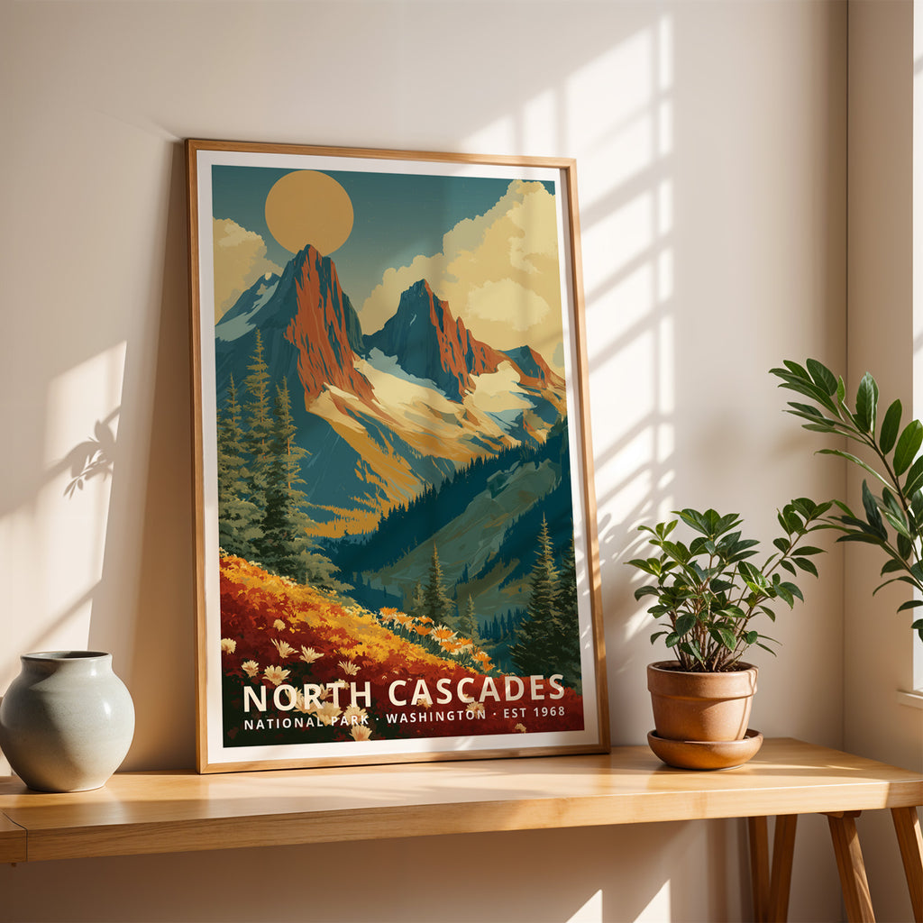 North Cascades National Park Retro Art Print