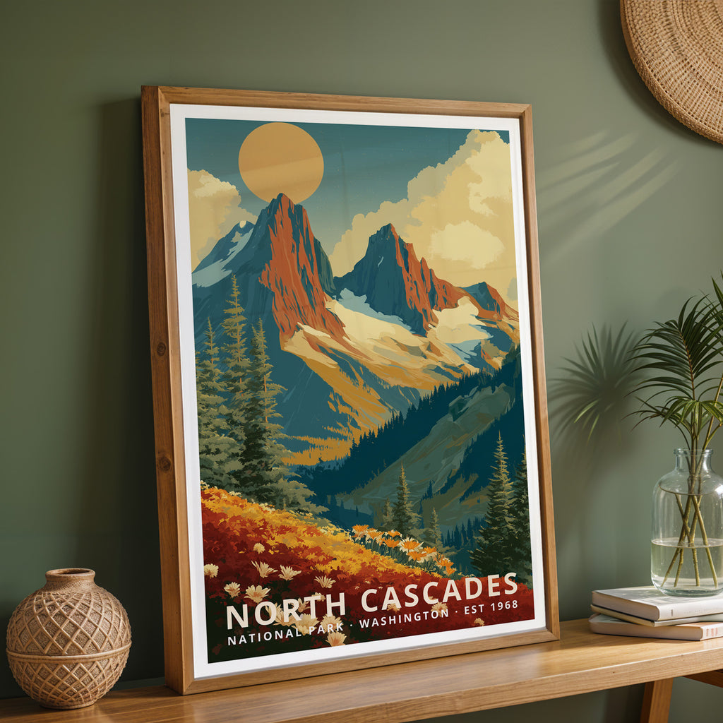 North Cascades National Park Retro Art Print