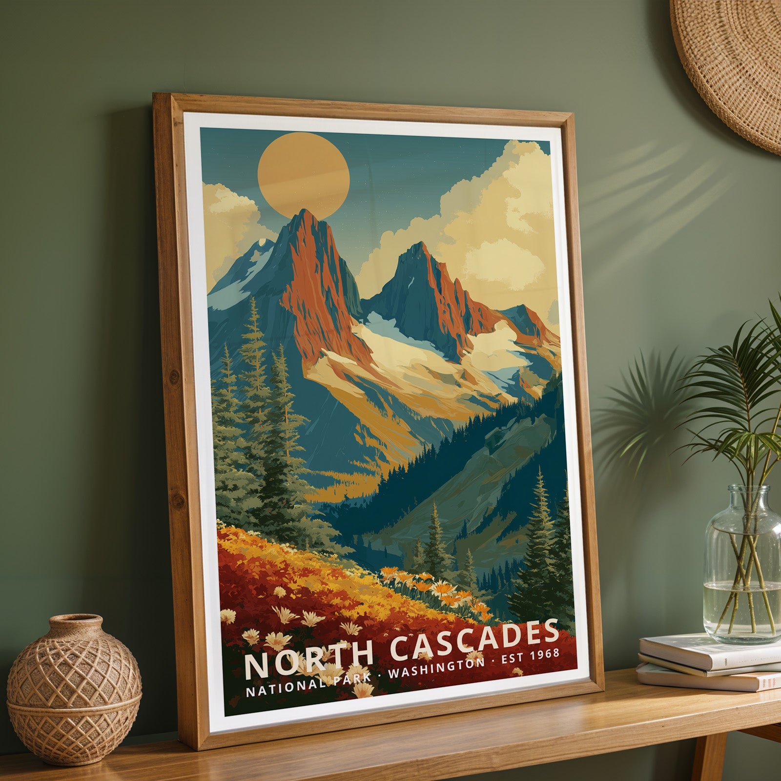North Cascades National Park Retro Art Print